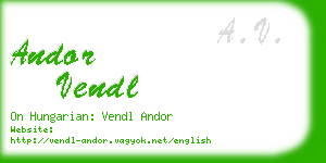 andor vendl business card